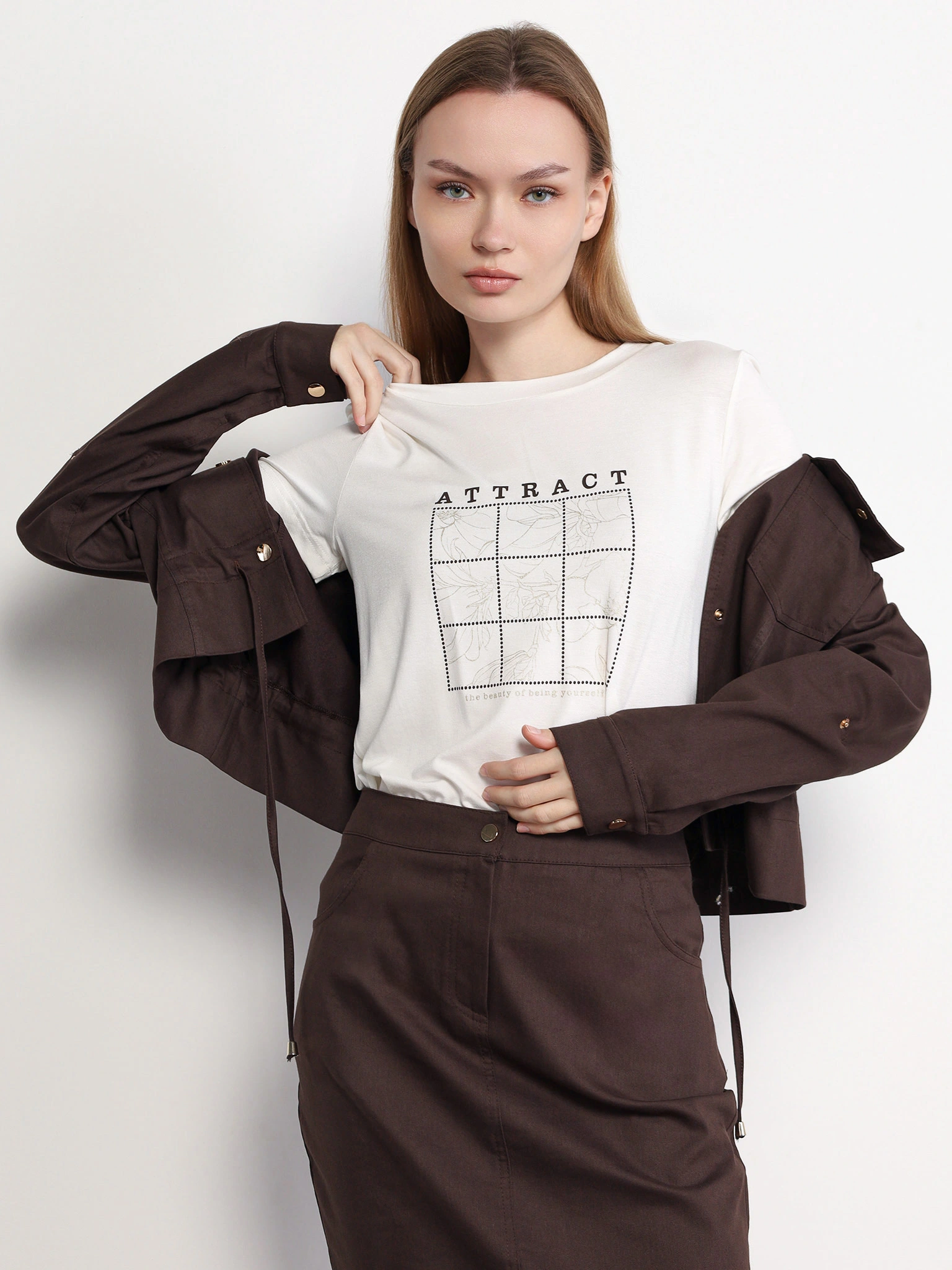 Футболка прямого кроя из смесового хлопка